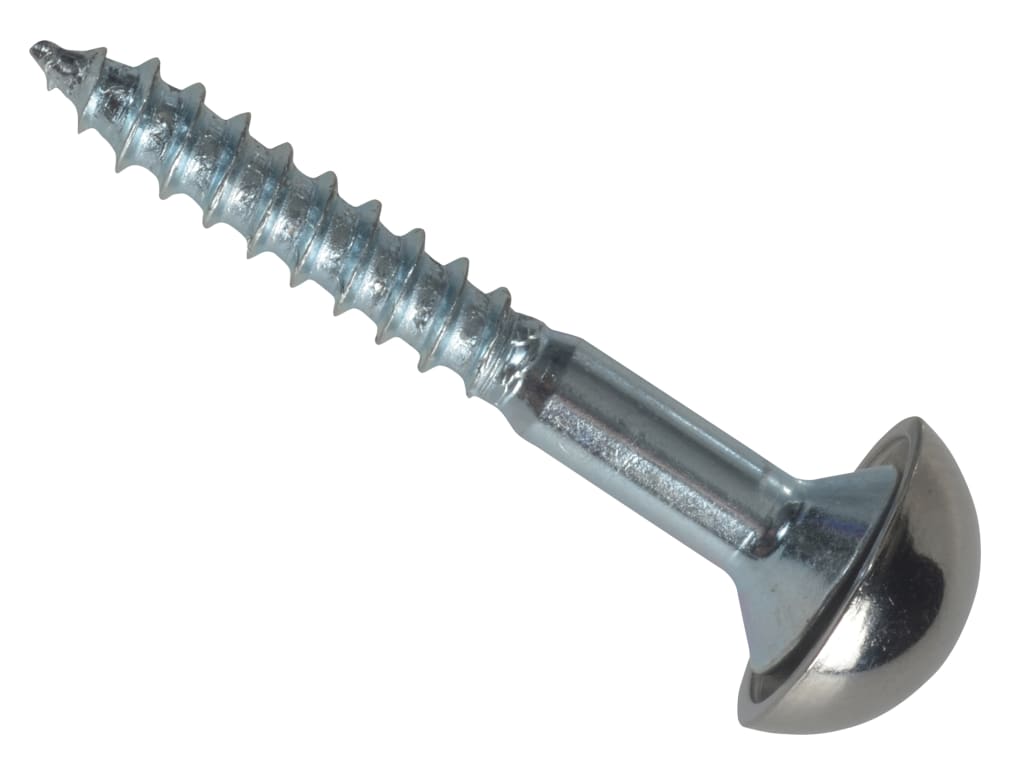 Mirror Screw Chrome Domed Top Slotted ZP 1.1/4in x 8 Forge Pack 8               