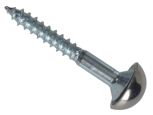 Mirror Screw Chrome Domed Top Slotted ZP 1.1/4in x 8 Forge Pack 8               