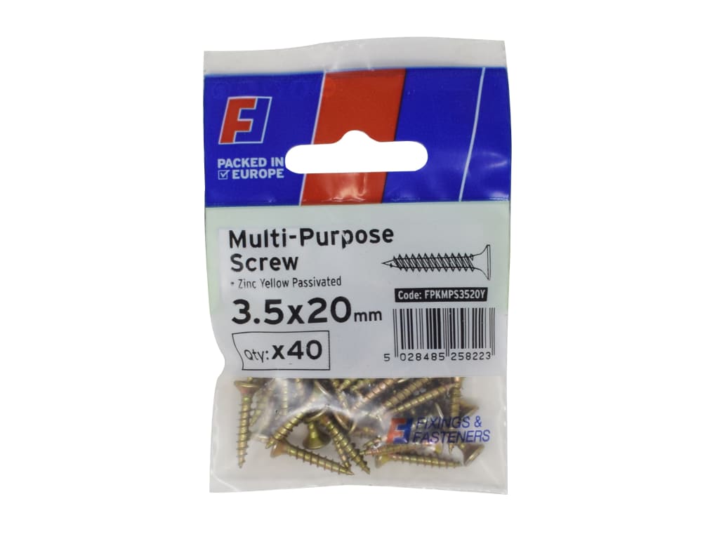 Multi-Purpose Pozi Screw CSK ST ZYP 3.5 x 20mm ForgePack 40                     