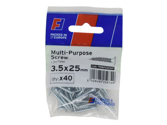 Multi-Purpose Pozi Screw CSK ST ZP 3.5 x 25mm ForgePack 40                      