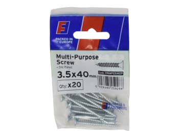Multi-Purpose Pozi Screw CSK ST ZP 3.5 x 40mm ForgePack 20                      