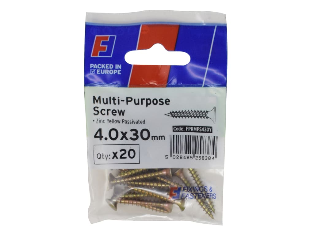 Multi-Purpose Pozi Screw CSK ST ZYP 4.0 x 30mm ForgePack 20                     