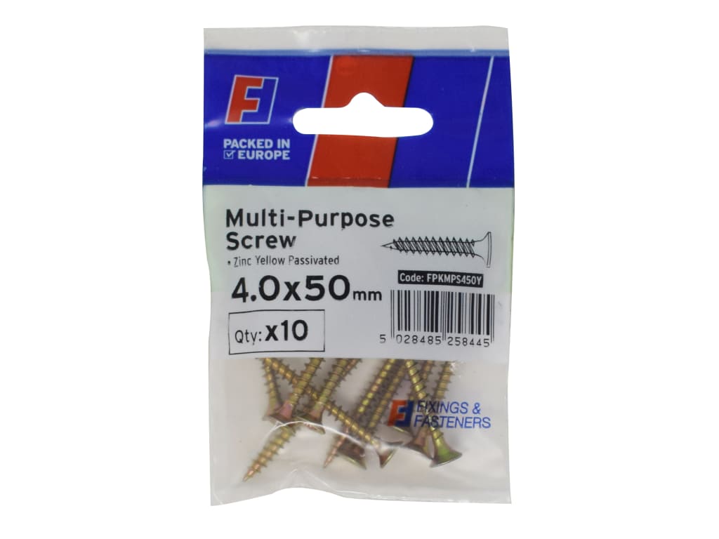 Multi-Purpose Pozi Screw CSK ST ZYP 4.0 x 50mm ForgePack 10                     