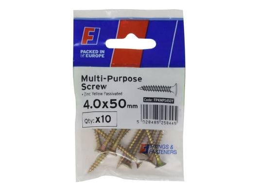 Multi-Purpose Pozi Screw CSK ST ZYP 4.0 x 50mm ForgePack 10                     