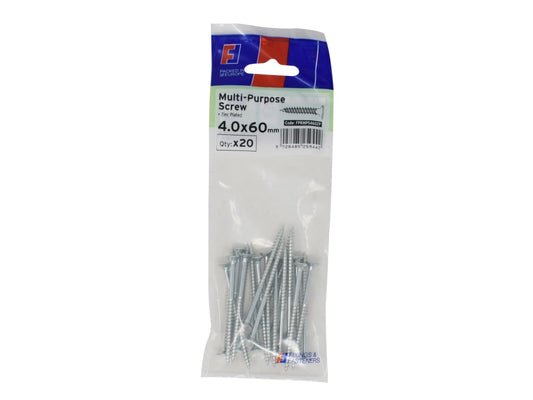 Multi-Purpose Pozi Screw CSK ST ZP 4.0 x 60mm ForgePack 20                      