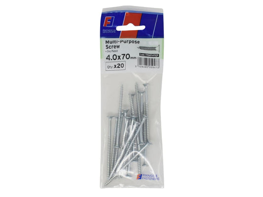 Multi-Purpose Pozi Screw CSK ST ZP 4.0 x 70mm ForgePack 20                      