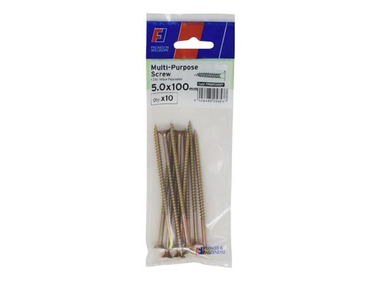 Multi-Purpose Pozi Screw CSK ST ZYP 5.0 x 100mm ForgePack 10                    