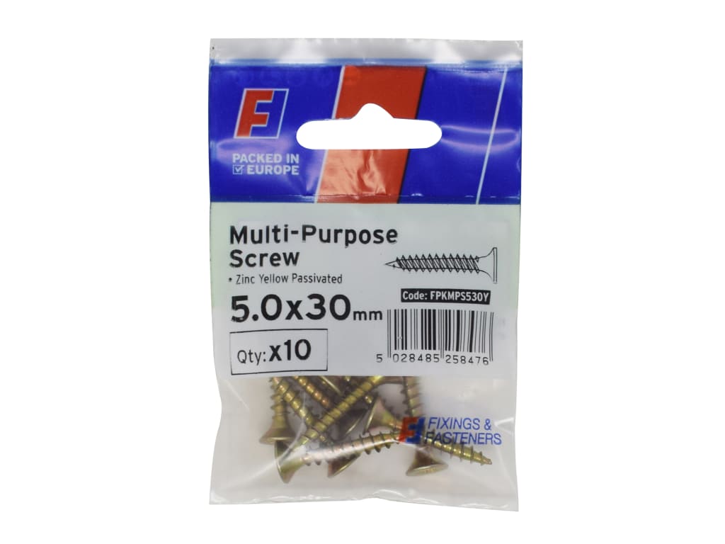 Multi-Purpose Pozi Screw CSK ST ZYP 5.0 x 30mm ForgePack 10                     