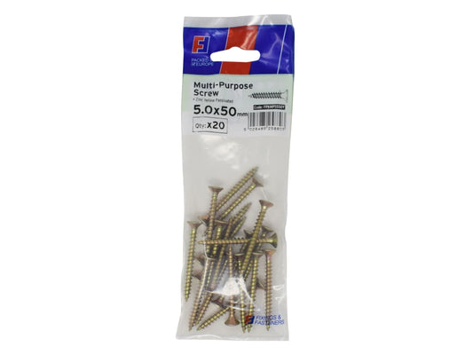 Multi-Purpose Pozi Screw CSK ST ZYP 5.0 x 50mm ForgePack 20                     