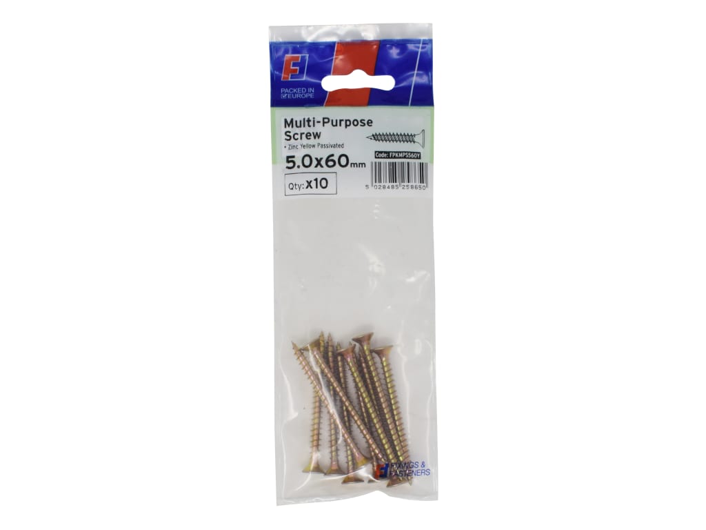 Multi-Purpose Pozi Screw CSK ST ZYP 5.0 x 60mm ForgePack 10                     