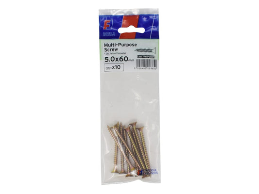 Multi-Purpose Pozi Screw CSK ST ZYP 5.0 x 60mm ForgePack 10                     