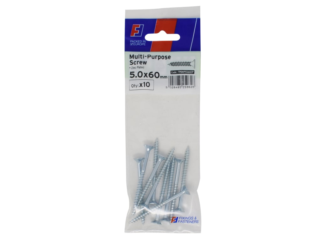 Multi-Purpose Pozi Screw CSK ST ZP 5.0 x 60mm ForgePack 10                      