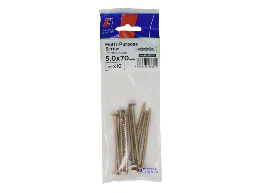 Multi-Purpose Pozi Screw CSK ST ZYP 5.0 x 70mm ForgePack 10                     