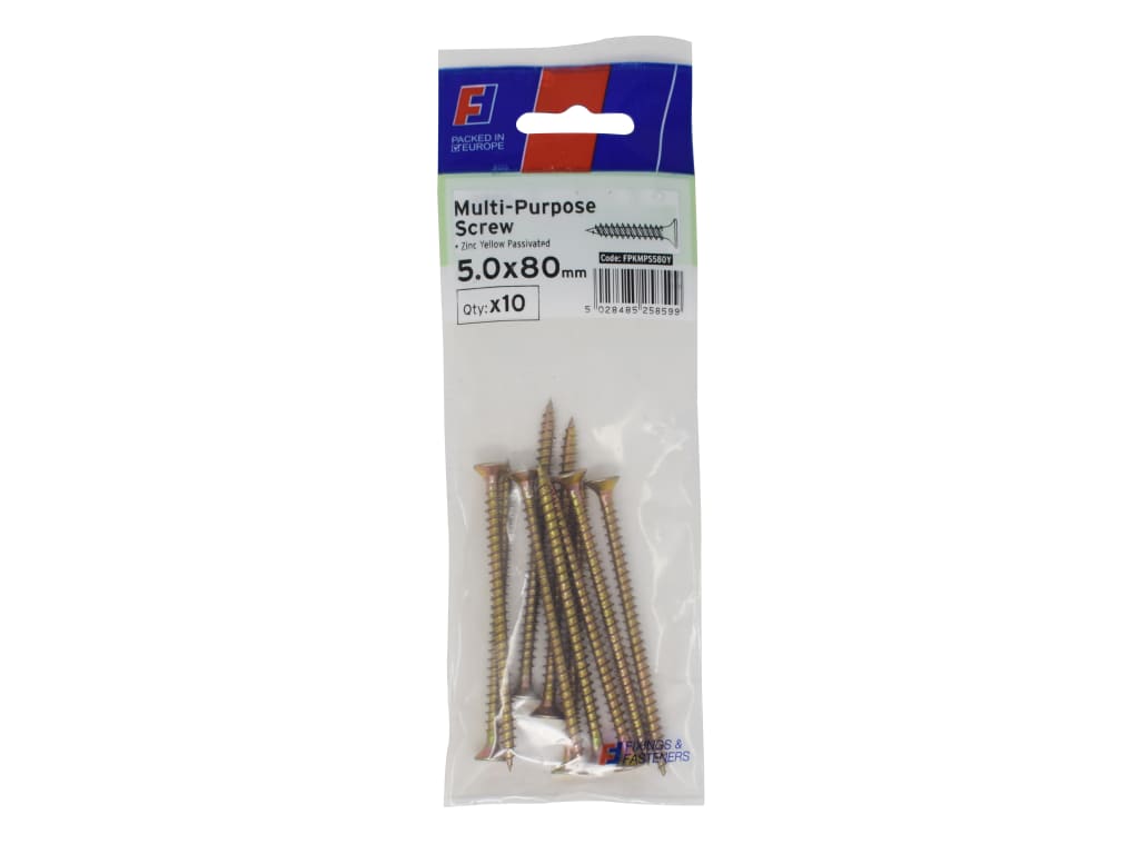Multi-Purpose Pozi Screw CSK ST ZYP 5.0 x 80mm ForgePack 10                     