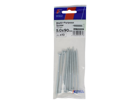 Multi-Purpose Pozi Screw CSK ST ZP 5.0 x 90mm ForgePack 10                      