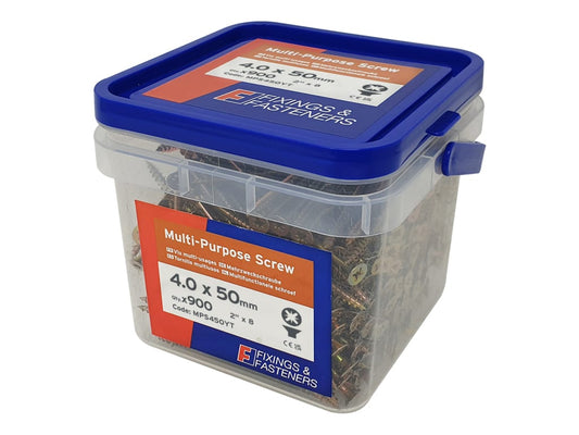 Multi-Purpose Pozi Compatible Screw CSK ST ZYP 4.0 x 50mm Tub 900               