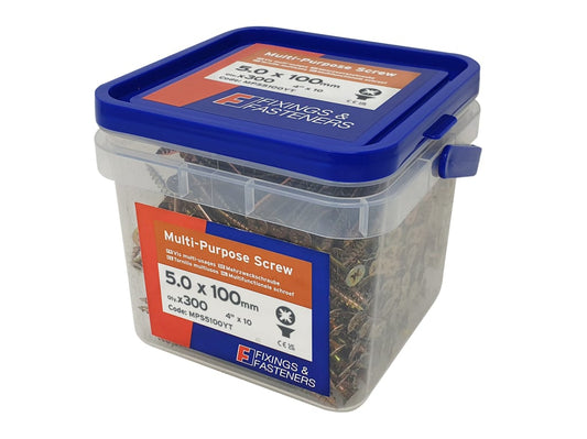 Multi-Purpose Pozi Compatible Screw CSK ST ZYP 5.0 x 100mm Tub 300              