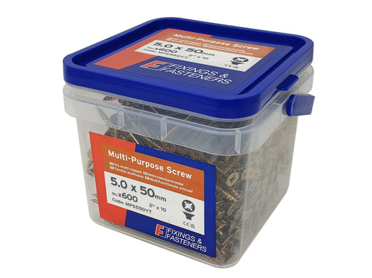 Multi-Purpose Pozi Compatible Screw CSK ST ZYP 5.0 x 50mm Tub 600               