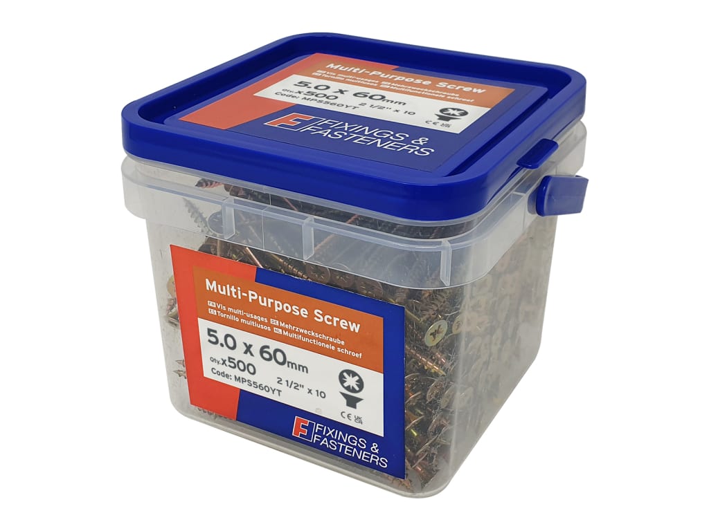 Multi-Purpose Pozi Compatible Screw CSK ST ZYP 5.0 x 60mm Tub 500               