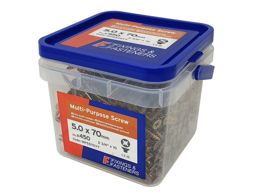 Multi-Purpose Pozi Compatible Screw CSK ST ZYP 5.0 x 70mm Tub 450               