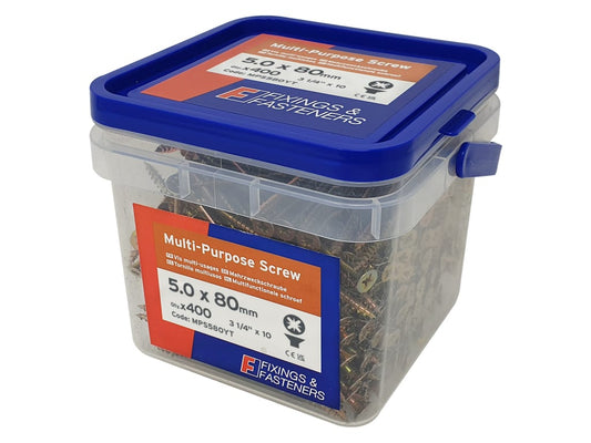 Multi-Purpose Pozi Compatible Screw CSK ST ZYP 5.0 x 80mm Tub 400               