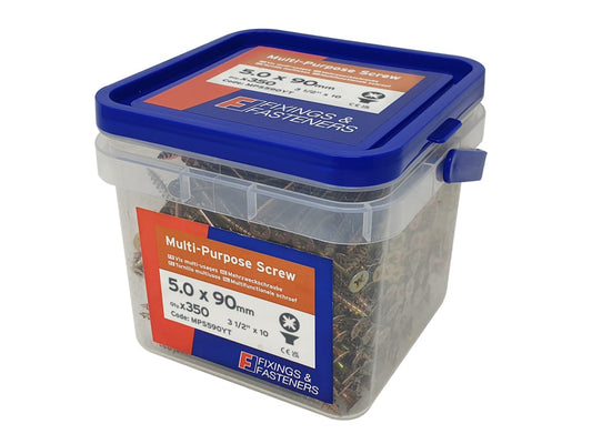 Multi-Purpose Pozi Compatible Screw CSK ST ZYP 5.0 x 90mm Tub 350               