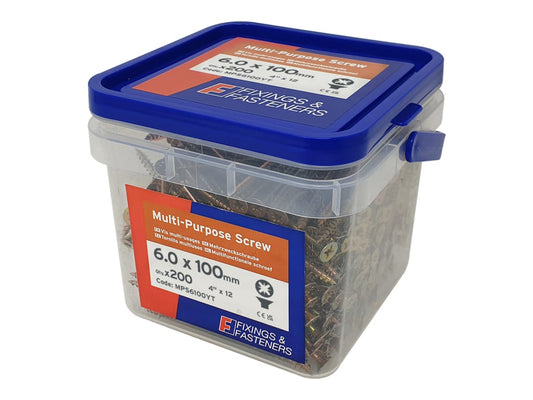 Multi-Purpose Pozi Compatible Screw CSK ST ZYP 6.0 x 100mm Tub 200              