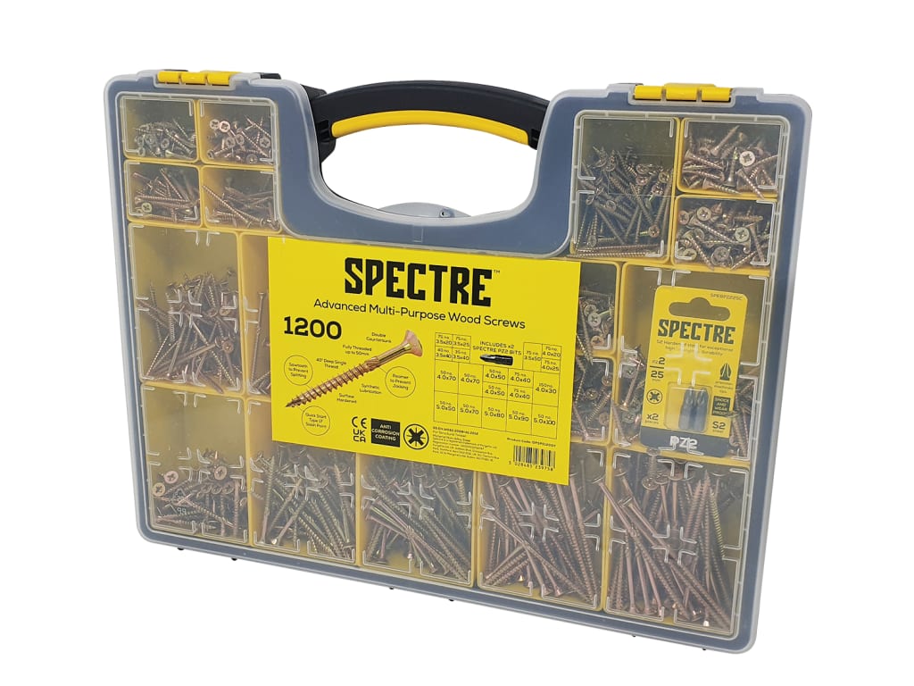 Spectre™ Wood Screw Site Organiser 1200 Piece                                   