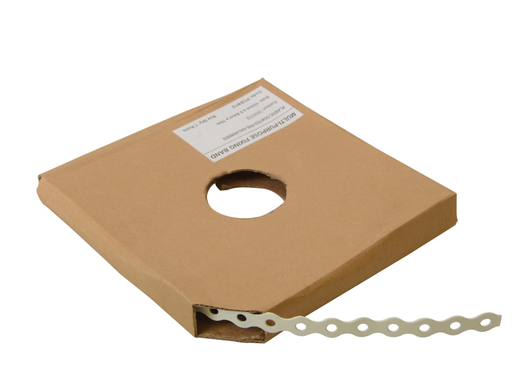 White Plastic Coated Pre-Galvanised Band 12mm x 0.8 x 10m Box 1                 