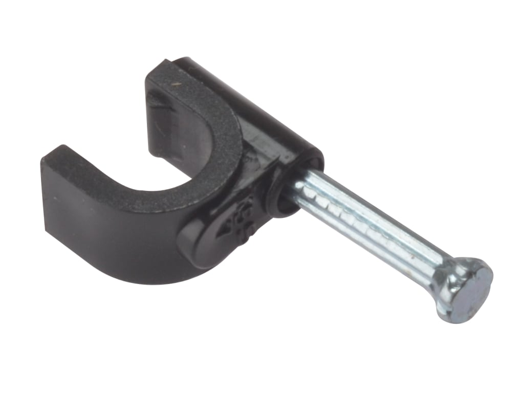 Cable Clip Round Coax Black 6-7mm Box 100                                       