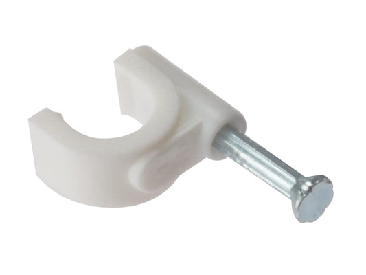 Cable Clip Round White 7-8mm Box 100                                            