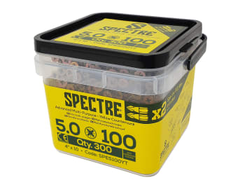 Spectre™ PZ Compatible Wood Screw CSK ZYP 5.0 x 100mm Tub 300                   