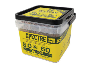 Spectre™ PZ Compatible Wood Screw CSK ZYP 5.0 x 60mm Tub 500                    