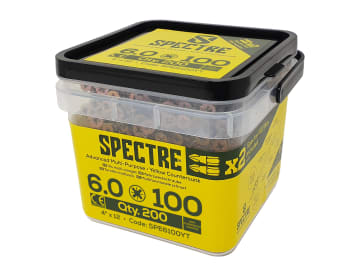 Spectre™ PZ Compatible Wood Screw CSK ZYP 6.0 x 100mm Tub 200                   