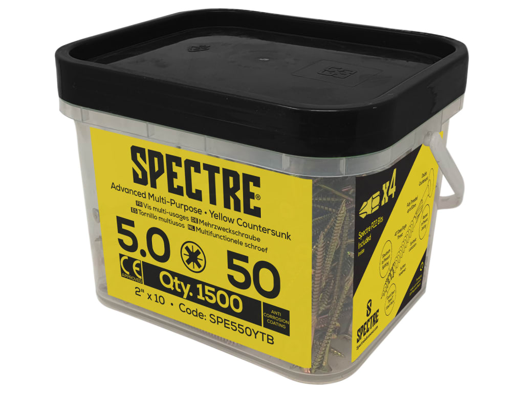 Spectre™ PZ Compatible Wood Screw CSK ZYP 5.0 x 50mm Mega Tub 1500              