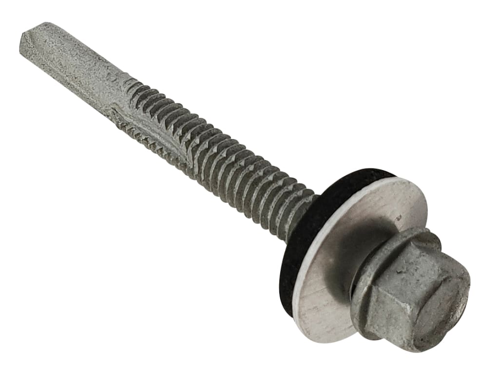 TechFast Roofing Sheet to Steel Hex Screw & Washer No.5 Tip 5.5 x 100mm Box 100 