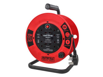 Open Cable Reel 240V 20m 13A 4 Socket (1.25mm Cable)                            