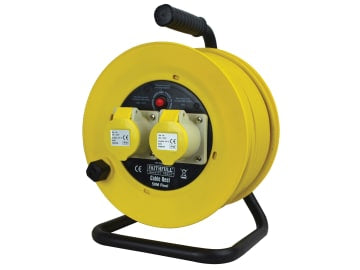 Open Drum Cable Reel 110V 16A 2-Socket 50m (1.5mm Cable)                        