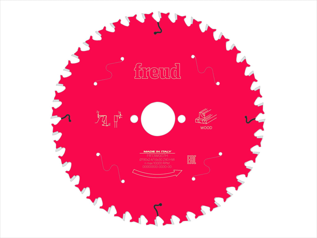 Wood Circular Saw Blade 190 x 30 x 2.4/1.6mm x 40T                              