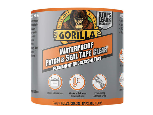 Gorilla® Waterproof Patch & Seal Tape 100mm x 2.4m Clear                        