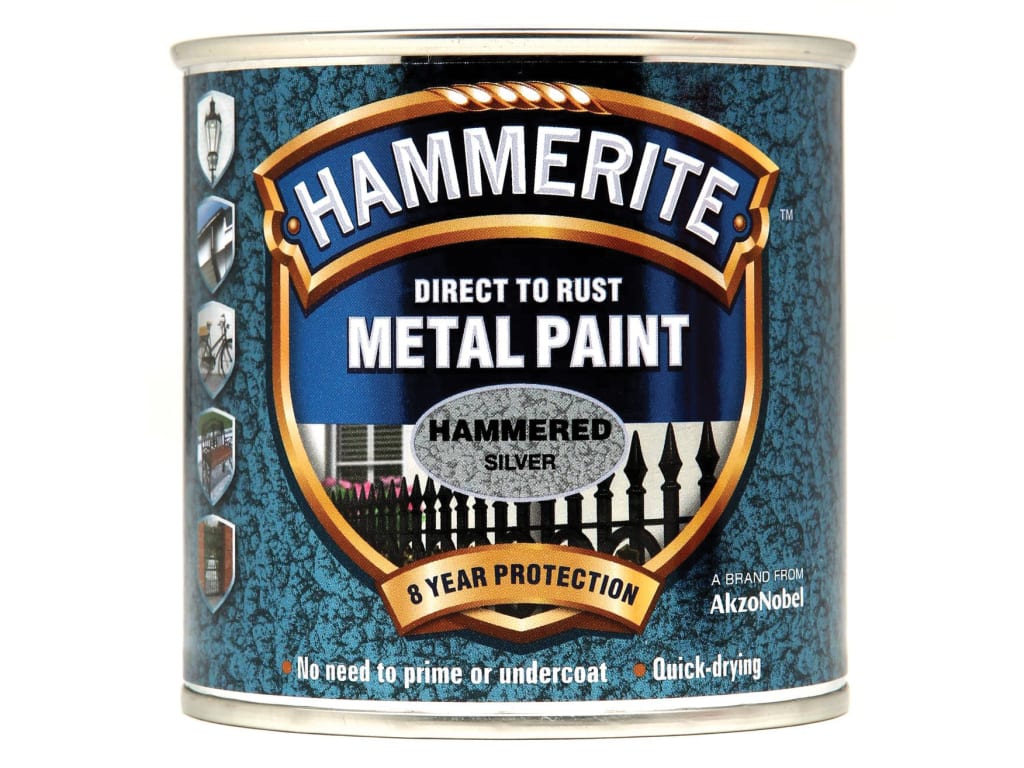 Direct to Rust Hammered Finish Metal Paint Silver 250ml                         