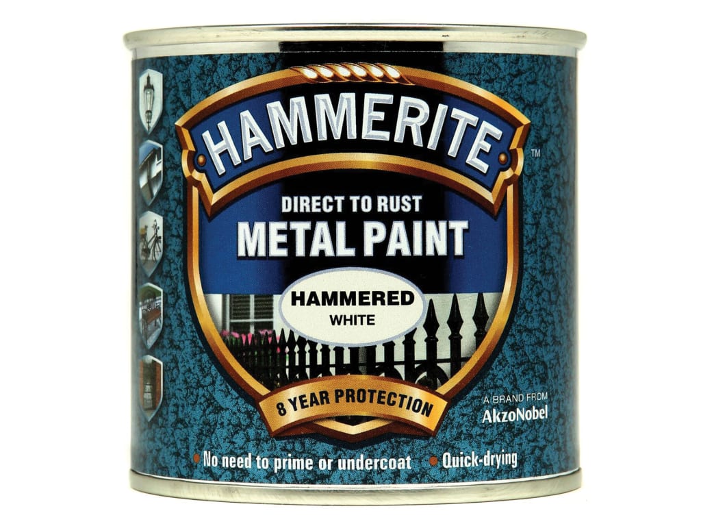 Direct to Rust Hammered Finish Metal Paint White 250ml                          