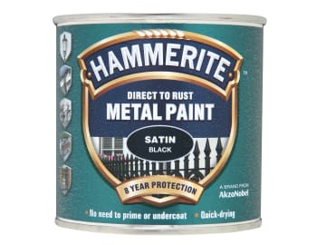 Direct to Rust Satin Finish Metal Paint Black 250ml                             