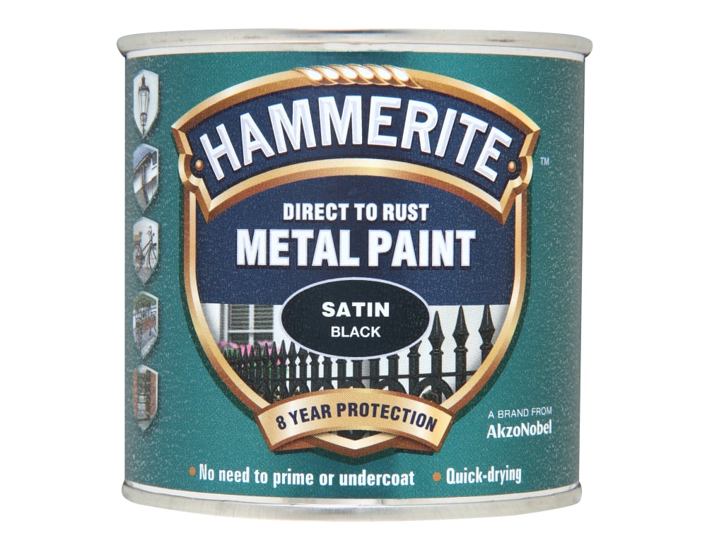 Direct to Rust Satin Finish Metal Paint Black 250ml                             