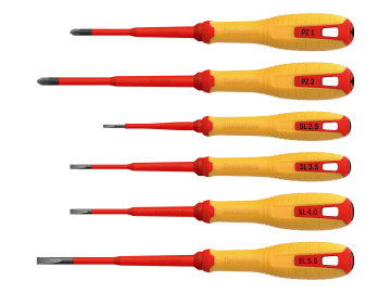 VDE Pozidriv & Slotted Screwdriver Set, 6 Piece                                 