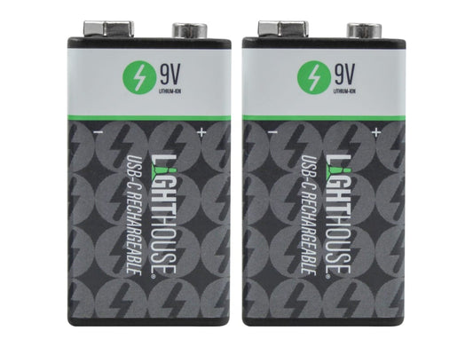 9V USB-C Rechargeable Li-ion Battery Pack of 2