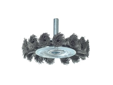 Knotted Wheel Brush with Shank 75 x 12mm, 0.50 Steel Wire Carded                