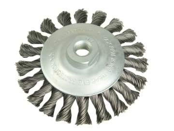 Conical Knot Brush 100mm M14 Bore, 0.35 Steel Wire                              