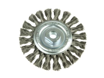 Knot Wheel Brush 115 x 14mm M14 Bore, 0.35 Steel Wire                           