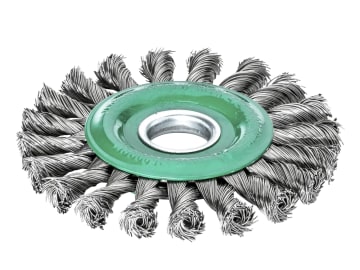 Knot Wheel Brush 115 x 14mm 22.2mm Bore, 0.50 Stainless Steel Wire              